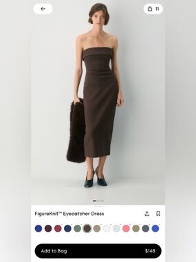 Aritzia FigureKnit™ Strapless Midi Dress in Brown